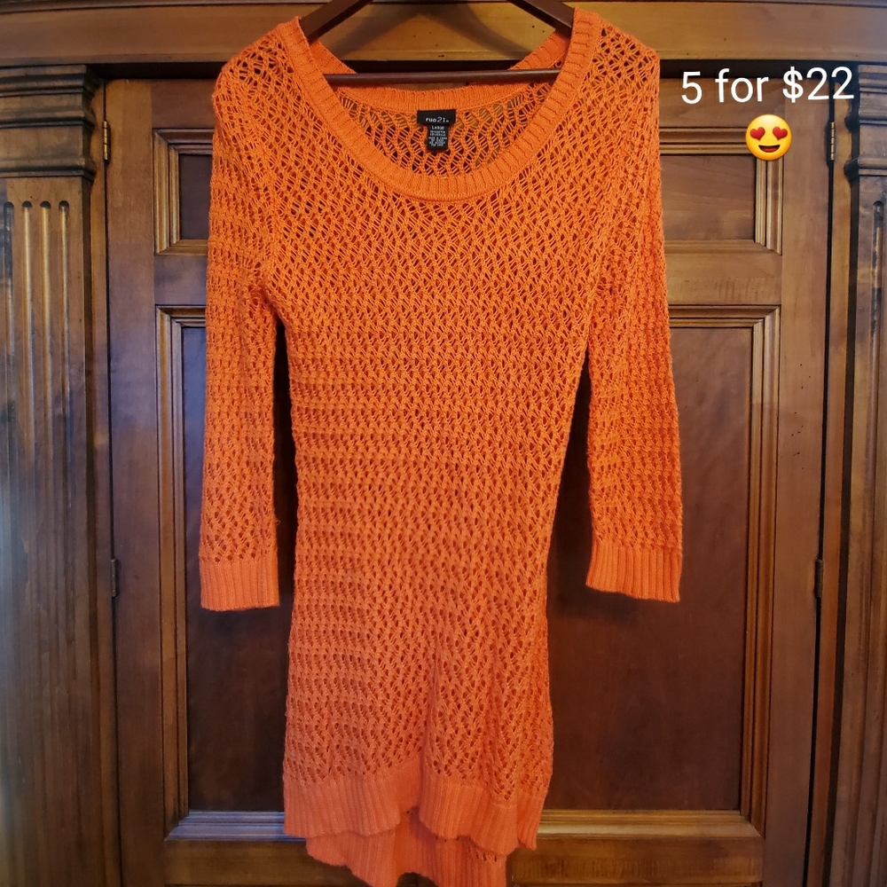 Sale Rue 21 Orange Sweater Tunic
